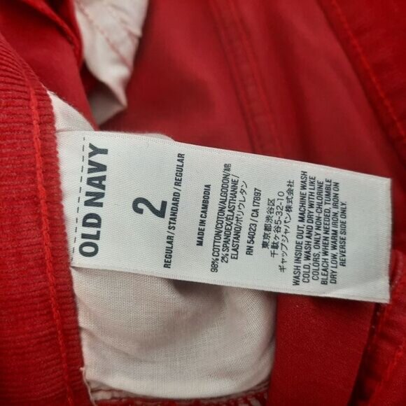 OLD NAVY Rockstar Thin Rib Velour Corduroy Skinny Pants Red Sz 2 Flawed - Picture 16 of 16